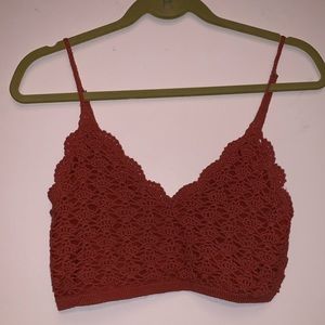 burnt orange crochet crop top